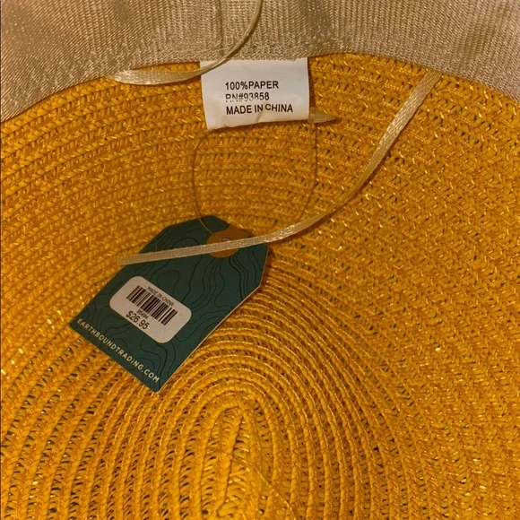 Yellow Beaded Straw Hat - Picture 5 of 7